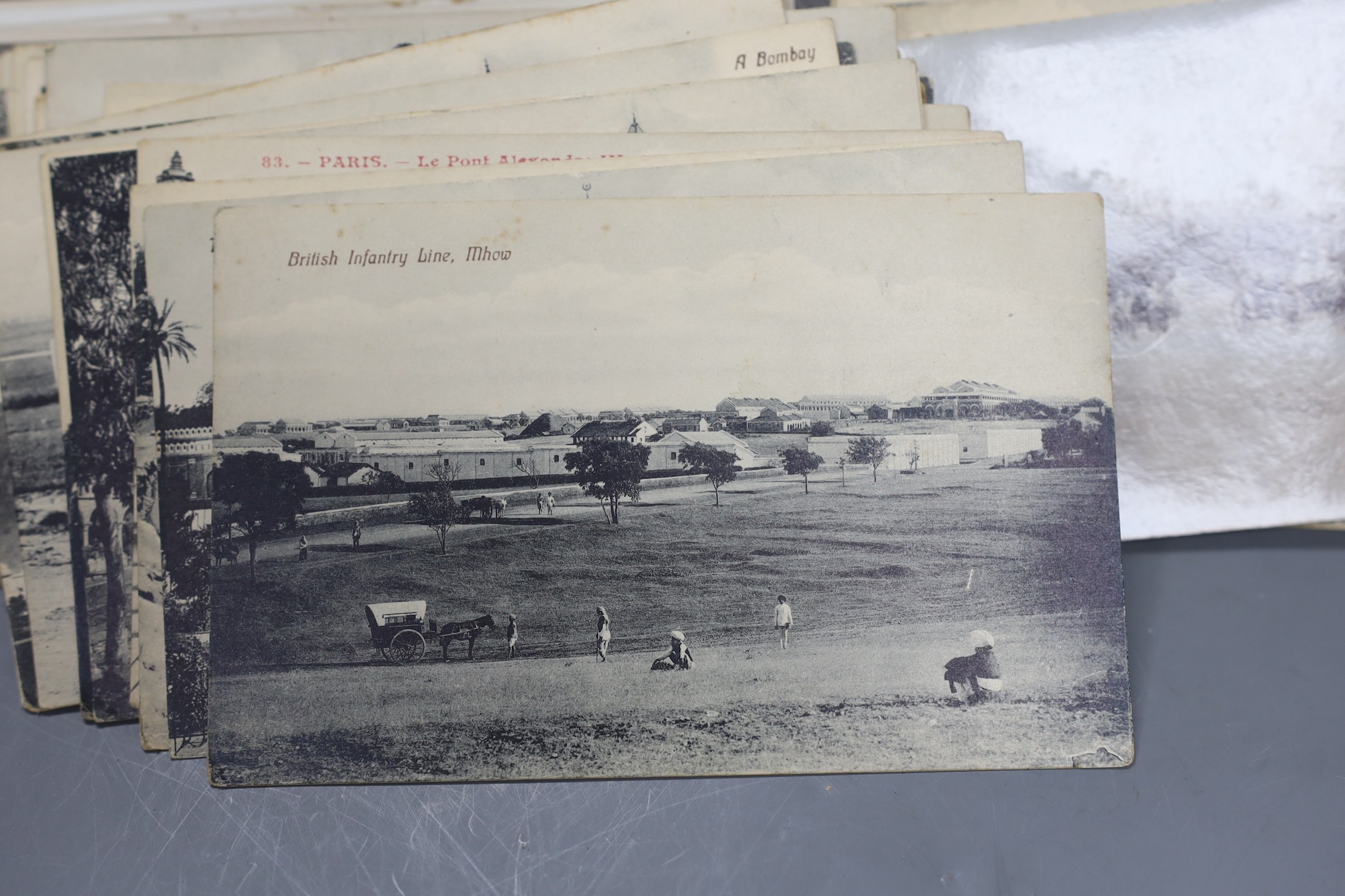 Carte du Viste and Edwardian and later postcards including India, British army etc.